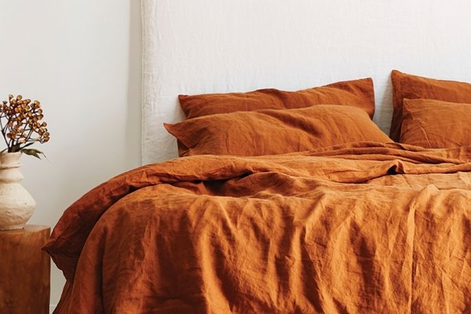 Funda nórdica lisa reversible color naranja caqui Play Basic Collection 104509.0 para cama de 90 cm 150 x 220 cm